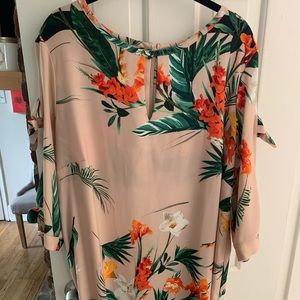 River Island Pink Flower Dress with Knot Sleeves